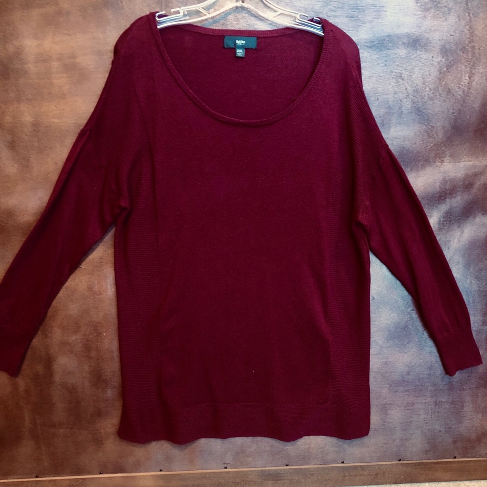 Wine colored long sleeved sweater
